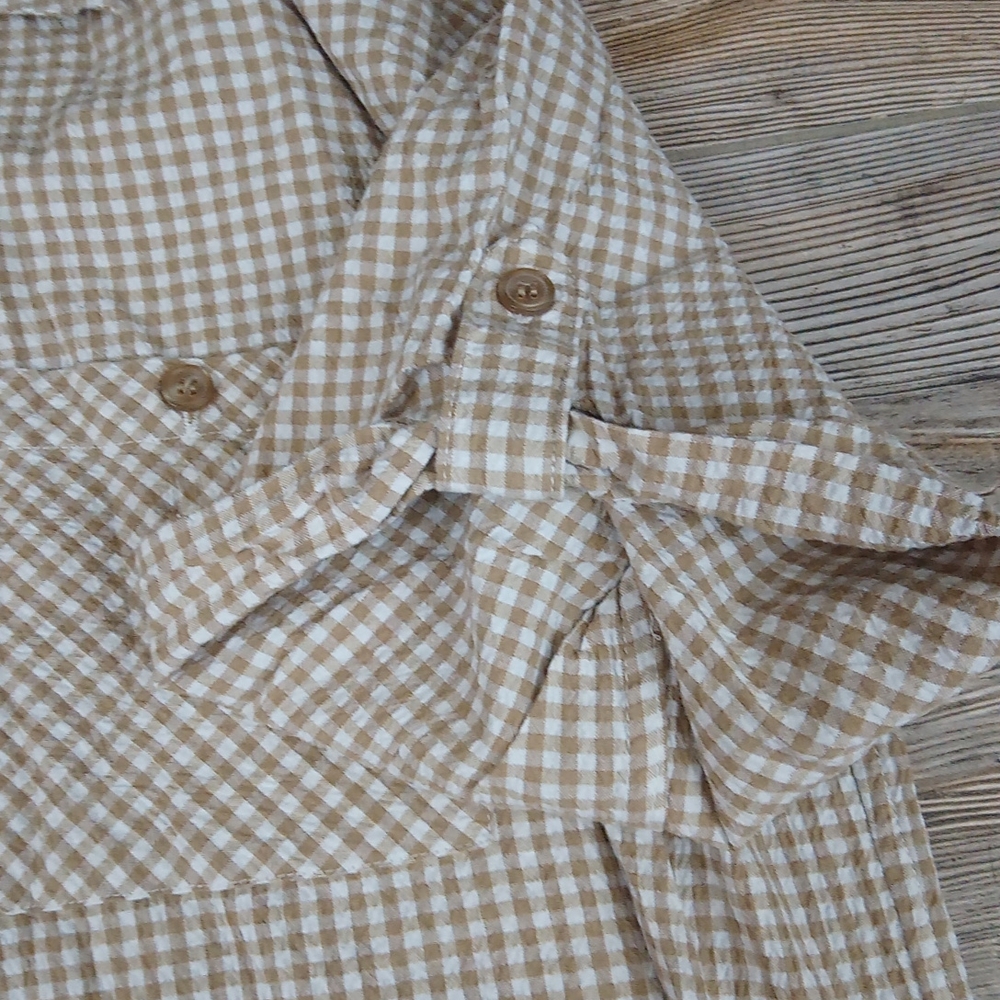 Short Sleeve Button Down Checkered Patterned Ligh… - image 7